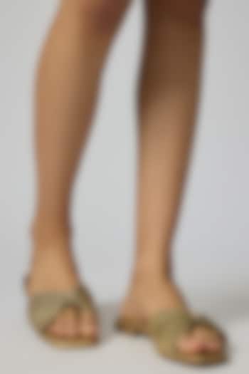 Gold Leather Flats by Crimzon at Pernia's Pop Up Shop