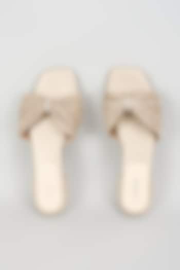 Champagne Leather Heels by Crimzon at Pernia's Pop Up Shop