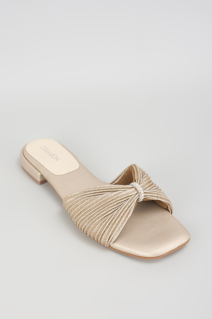 Champagne Leather Heels by Crimzon at Pernia's Pop Up Shop