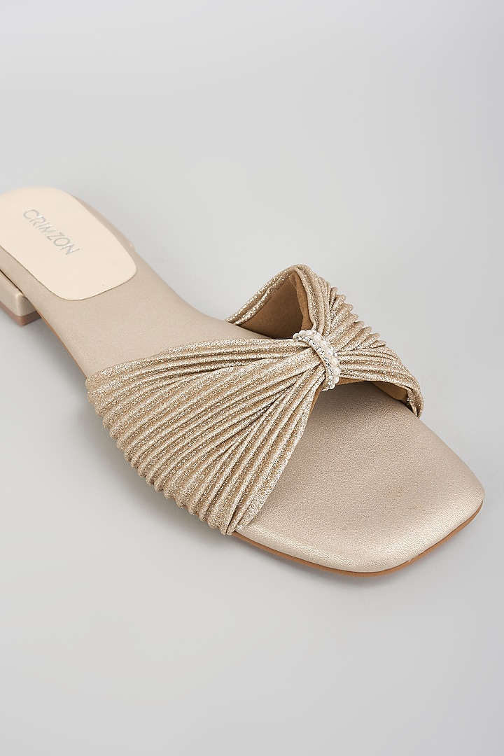 Champagne Leather Heels by Crimzon at Pernia's Pop Up Shop