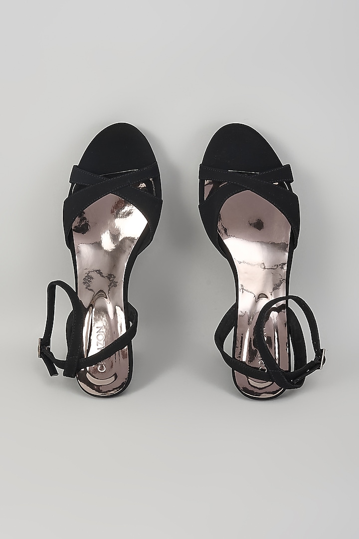 Black Synthetic Leather Wedges by Crimzon at Pernia's Pop Up Shop