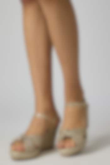 Champagne Leather Flats by Crimzon at Pernia's Pop Up Shop