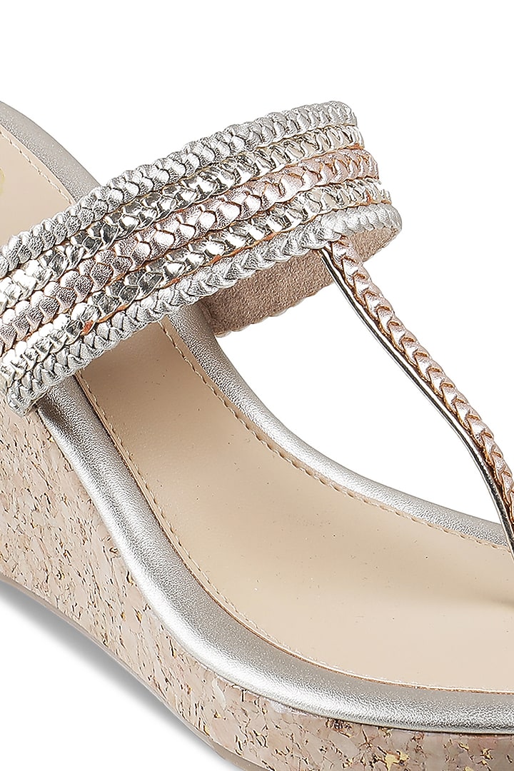 Rose Gold Kolhapuri Wedges by Crimzon at Pernia's Pop Up Shop