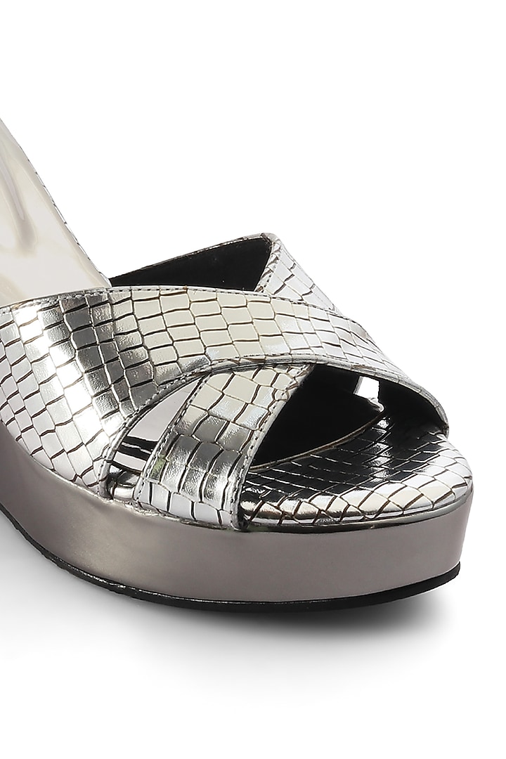 Silver Wedges With Criss Cross Straps by Crimzon at Pernia's Pop Up Shop