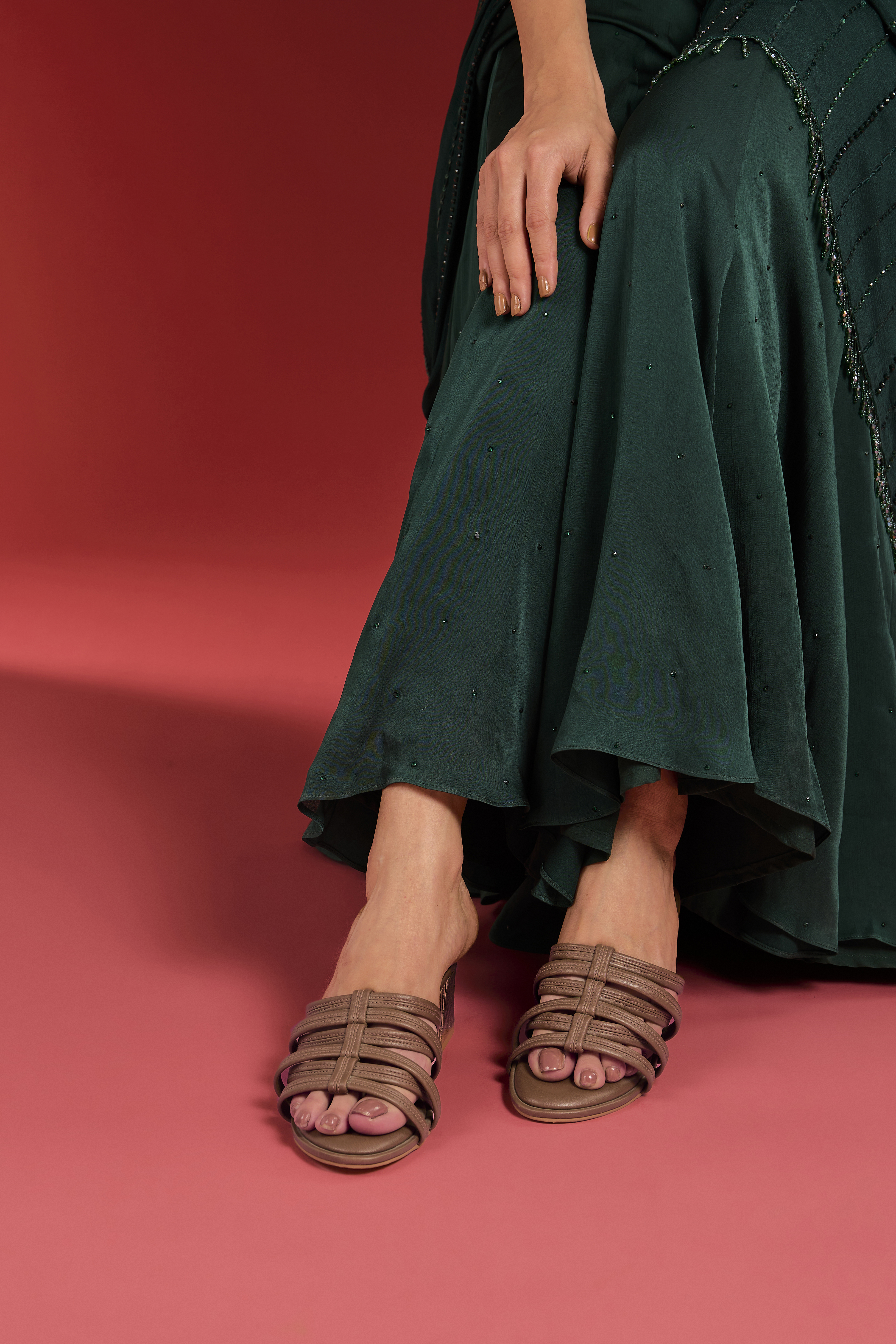 Brown Suede Block Heels by Crimzon at Pernia's Pop Up Shop