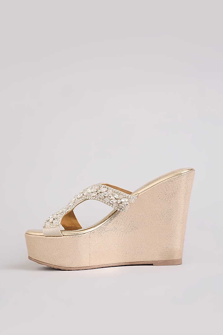 Gold Faux Leather Heels by Crimzon at Pernia's Pop Up Shop