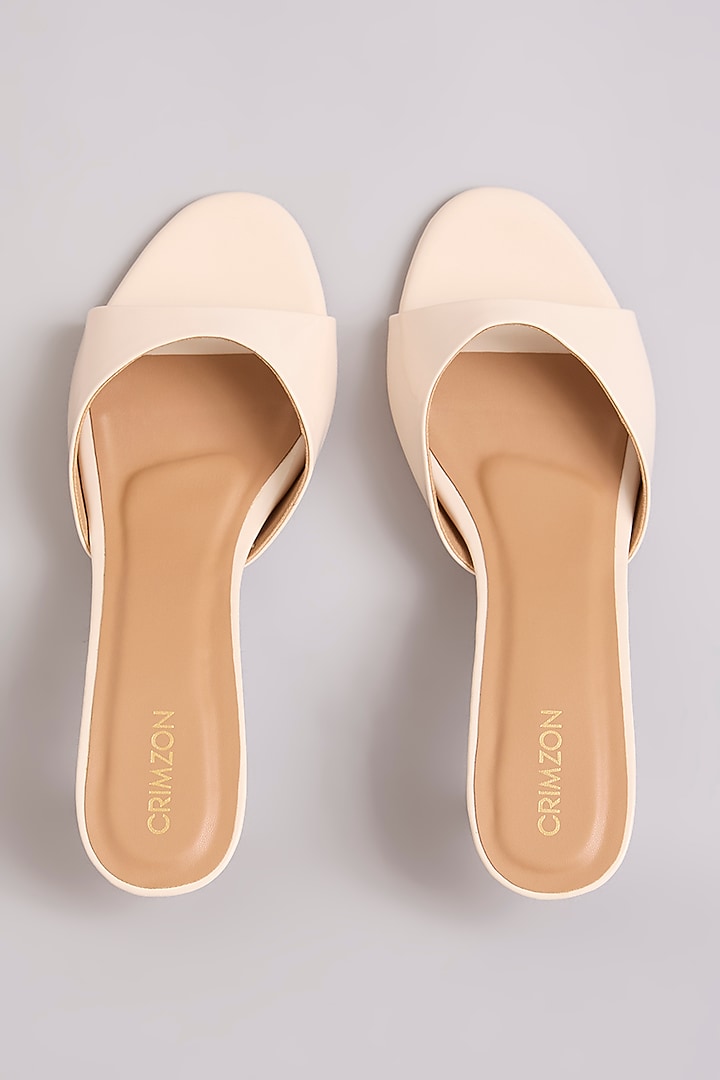 Ivory Faux Leather Heels by Crimzon at Pernia's Pop Up Shop