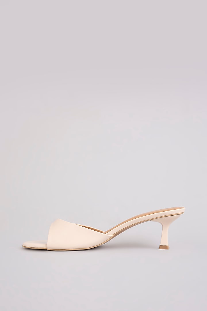 Ivory Faux Leather Heels by Crimzon at Pernia's Pop Up Shop