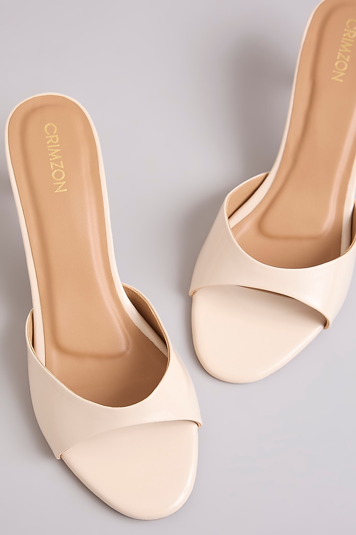 Ivory Faux Leather Heels by Crimzon at Pernia's Pop Up Shop