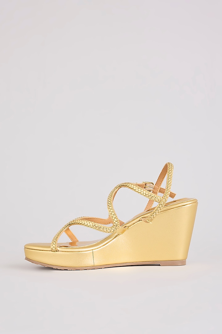 Gold Faux Leather Heels by Crimzon at Pernia's Pop Up Shop