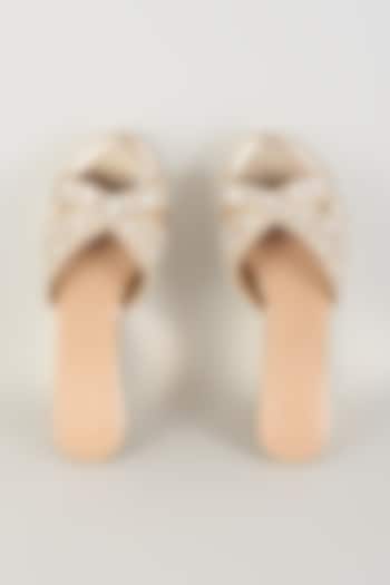 Gold Faux Leather Embellished Heels by Crimzon at Pernia's Pop Up Shop