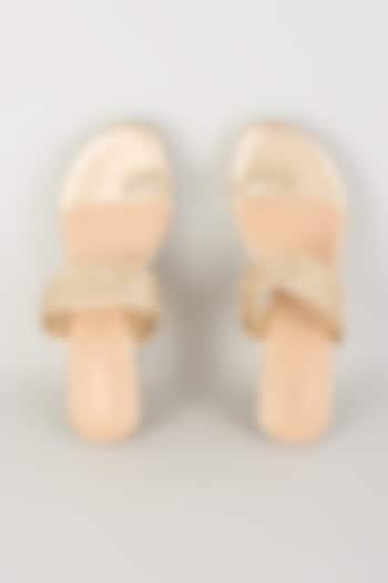 Gold Faux Leather Embellished Heels by Crimzon at Pernia's Pop Up Shop