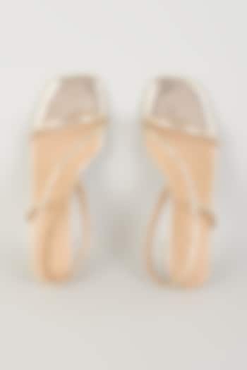 Gold Faux Leather Embellished Heels by Crimzon at Pernia's Pop Up Shop