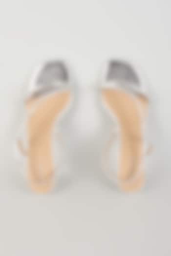 Silver Faux Leather Embellished Heels by Crimzon at Pernia's Pop Up Shop