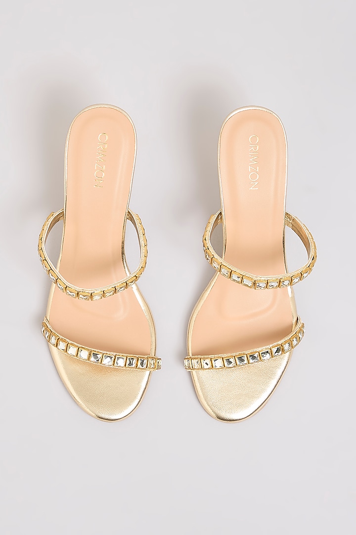 Gold Faux Leather Heels by Crimzon at Pernia's Pop Up Shop