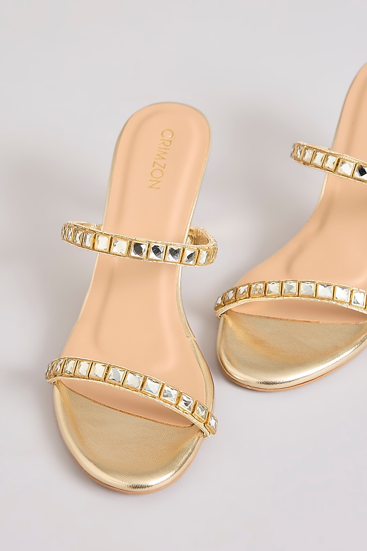 Gold Faux Leather Heels by Crimzon at Pernia's Pop Up Shop