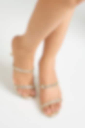 Gold Faux Leather Heels by Crimzon at Pernia's Pop Up Shop