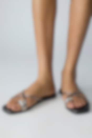 Gunmetal Faux Leather Flats by Crimzon at Pernia's Pop Up Shop