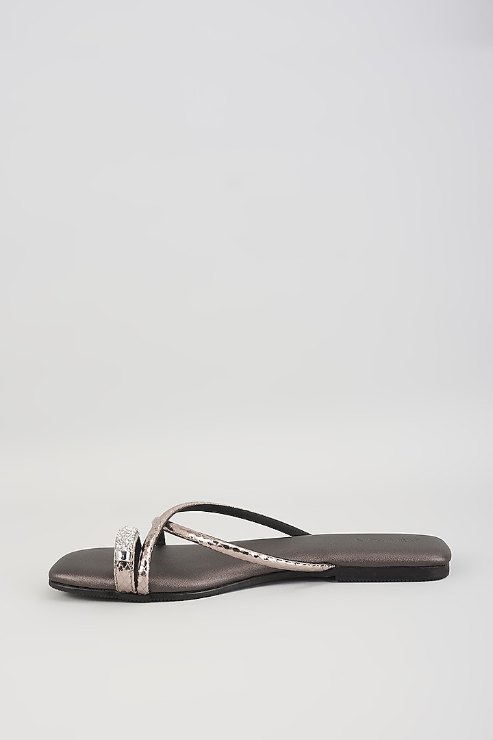 Gunmetal Faux Leather Flats by Crimzon at Pernia's Pop Up Shop