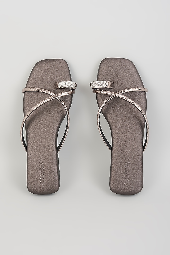 Gunmetal Faux Leather Flats by Crimzon at Pernia's Pop Up Shop