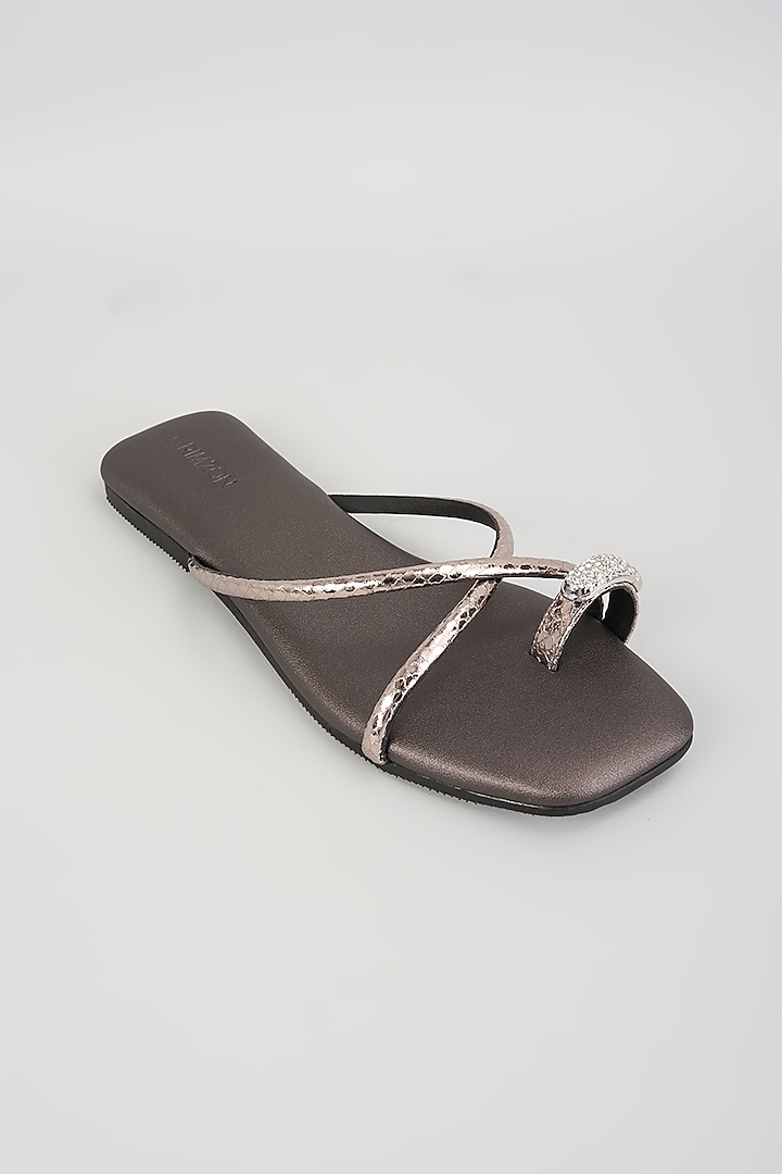 Gunmetal Faux Leather Flats by Crimzon at Pernia's Pop Up Shop