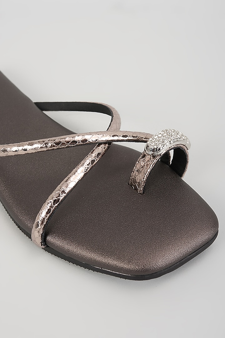 Gunmetal Faux Leather Flats by Crimzon at Pernia's Pop Up Shop