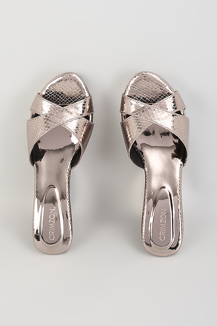 Gunmetal Faux Leather Heels by Crimzon at Pernia's Pop Up Shop