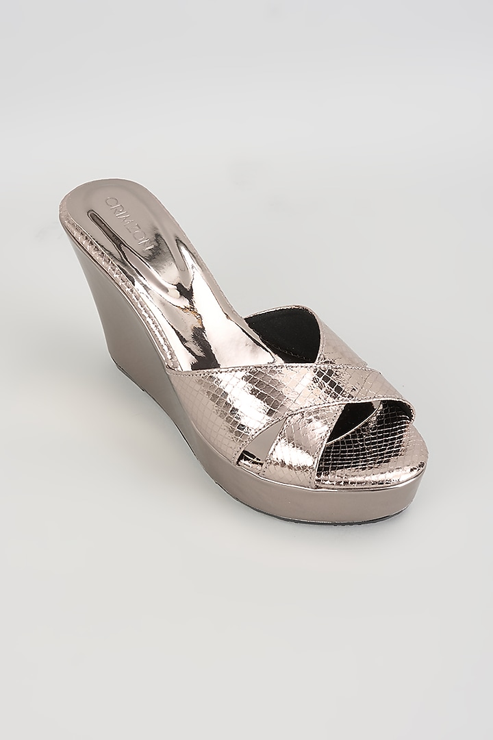 Gunmetal Faux Leather Heels by Crimzon at Pernia's Pop Up Shop