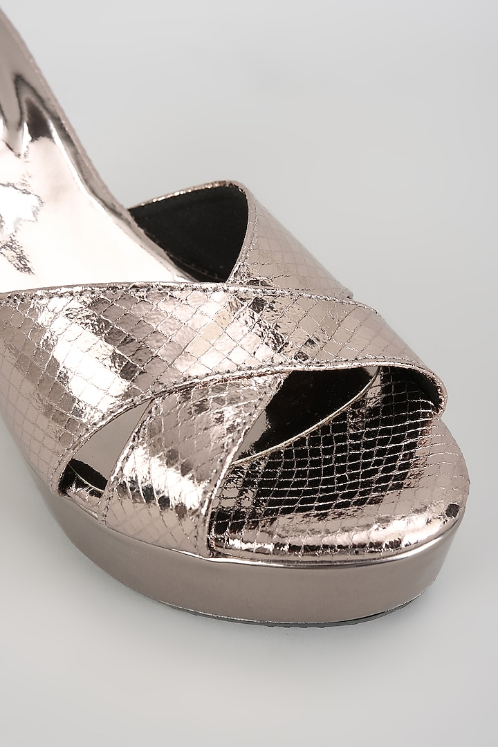 Gunmetal Faux Leather Heels by Crimzon at Pernia's Pop Up Shop