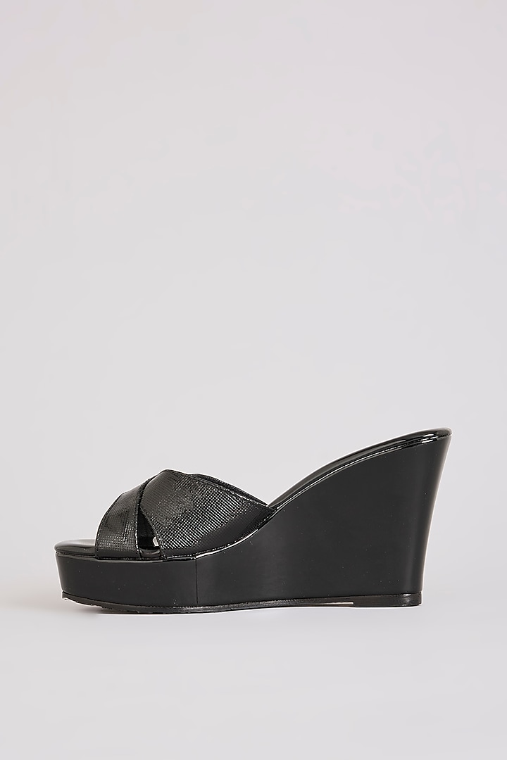 Black Faux Leather Heels by Crimzon at Pernia's Pop Up Shop
