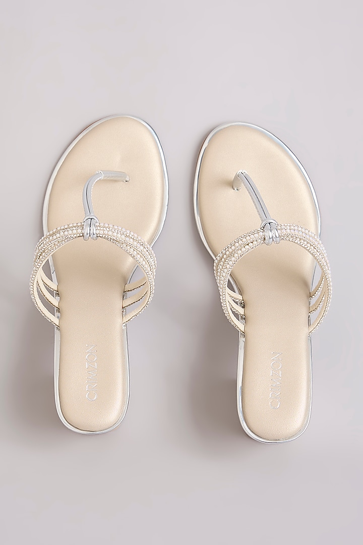Silver Faux Leather Heels by Crimzon at Pernia's Pop Up Shop