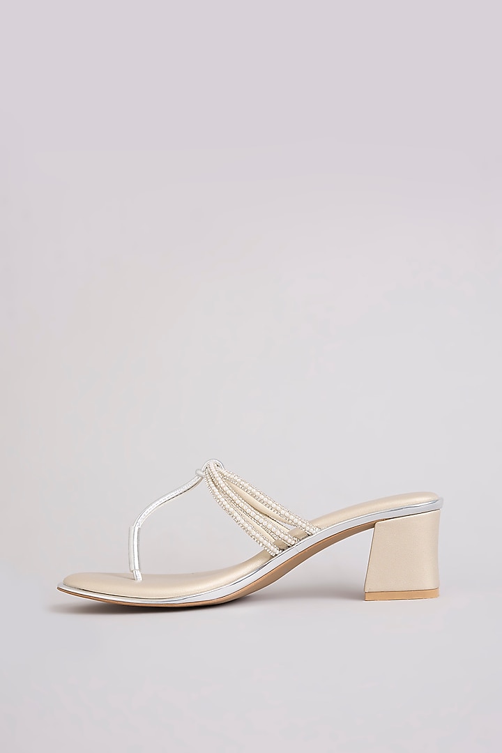 Silver Faux Leather Heels by Crimzon at Pernia's Pop Up Shop