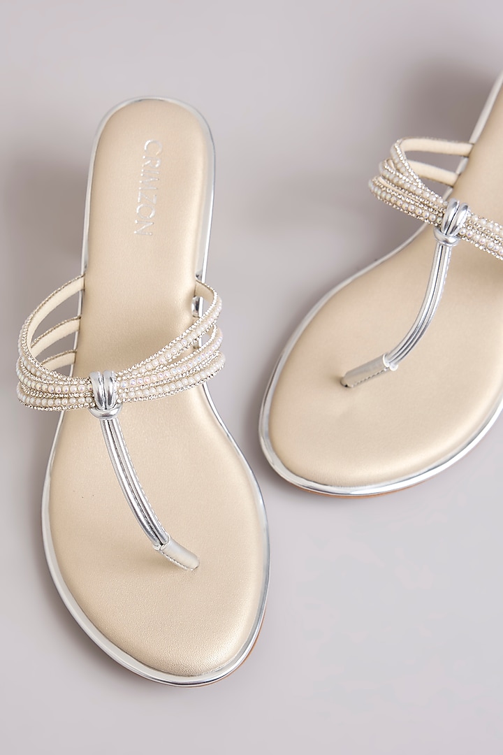 Silver Faux Leather Heels by Crimzon at Pernia's Pop Up Shop