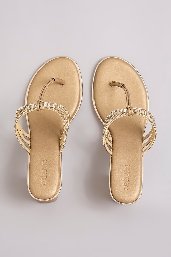 Gold Faux Leather Heels by Crimzon at Pernia's Pop Up Shop