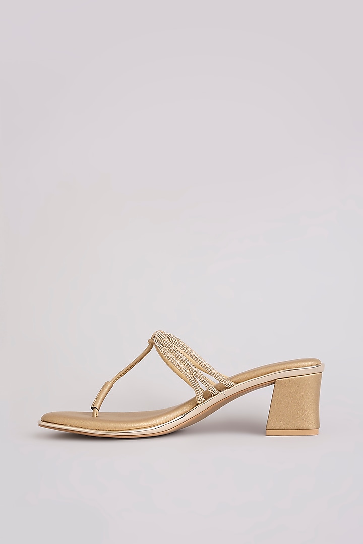 Gold Faux Leather Heels by Crimzon at Pernia's Pop Up Shop
