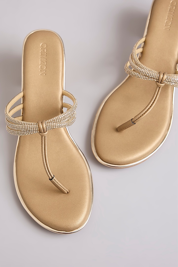Gold Faux Leather Heels by Crimzon at Pernia's Pop Up Shop
