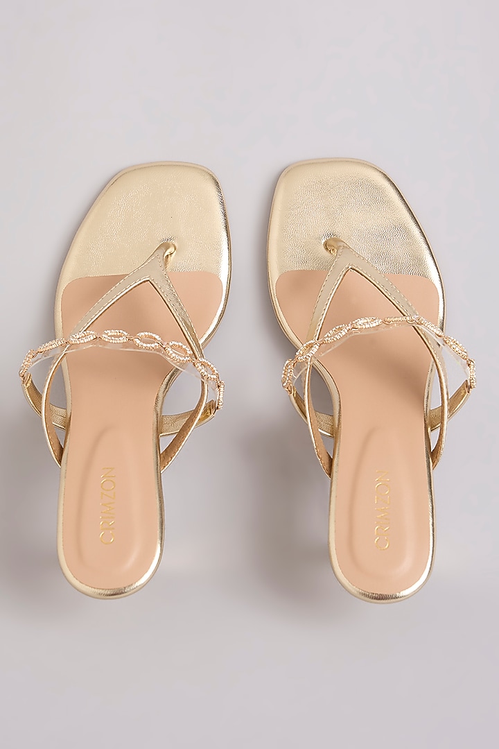 Gold Faux Leather Heels by Crimzon at Pernia's Pop Up Shop