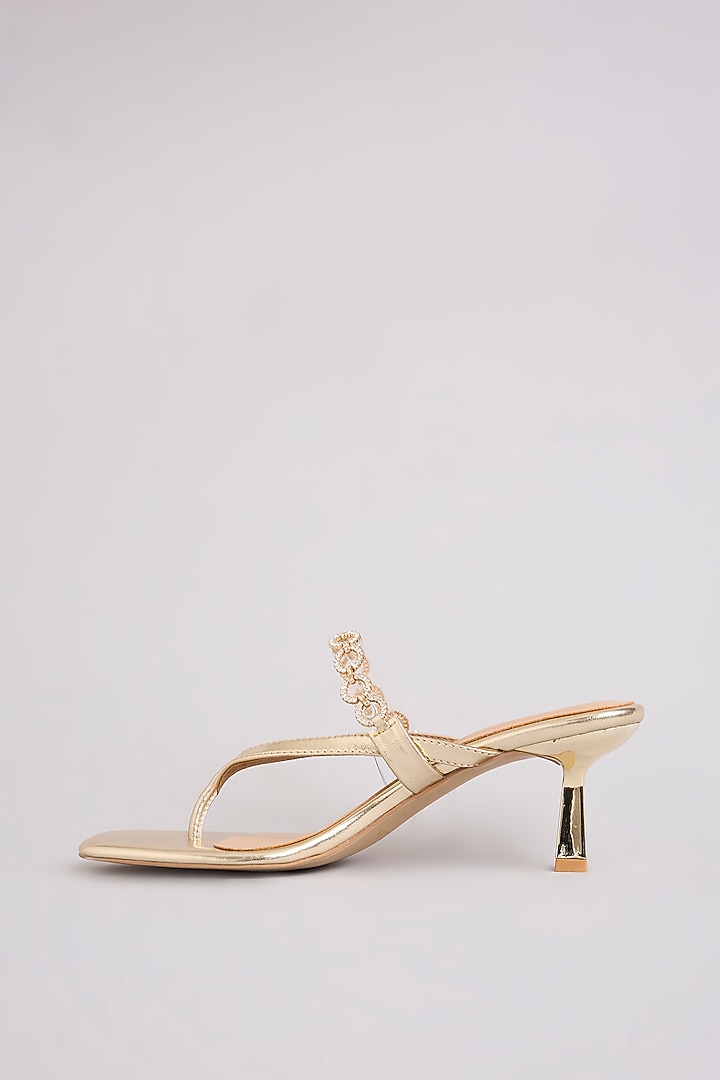 Gold Faux Leather Heels by Crimzon at Pernia's Pop Up Shop