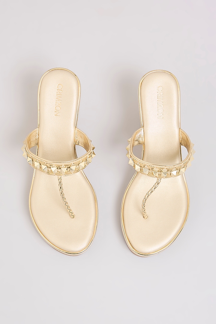 Gold Faux Leather Heels by Crimzon at Pernia's Pop Up Shop