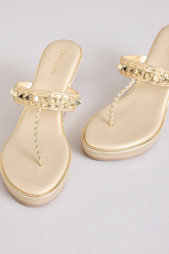 Gold Faux Leather Heels by Crimzon at Pernia's Pop Up Shop