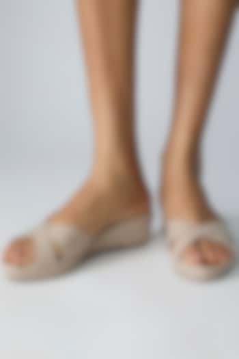Taupe Faux Leather Heels by Crimzon at Pernia's Pop Up Shop