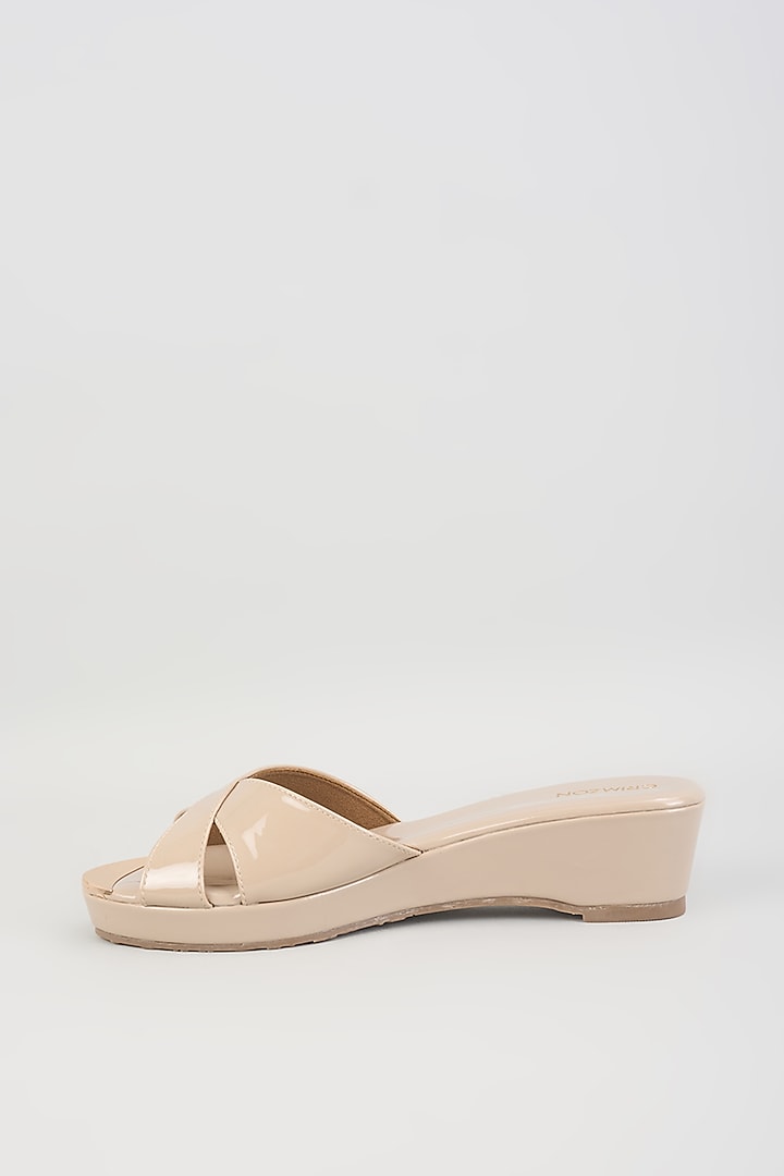 Taupe Faux Leather Heels by Crimzon at Pernia's Pop Up Shop
