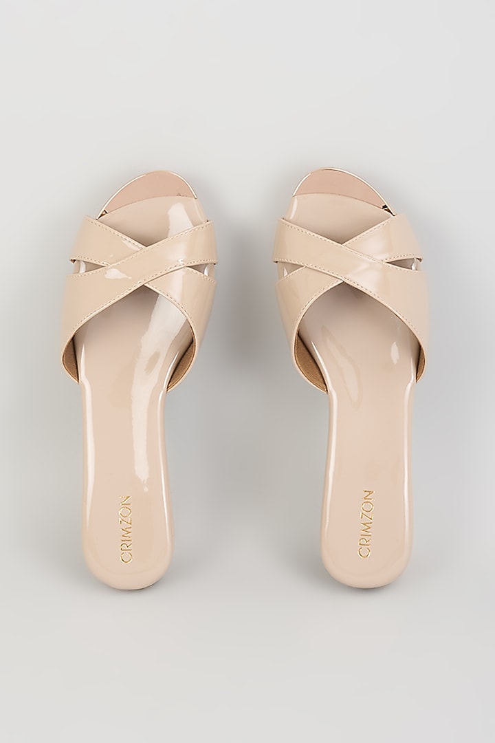 Taupe Faux Leather Heels by Crimzon at Pernia's Pop Up Shop