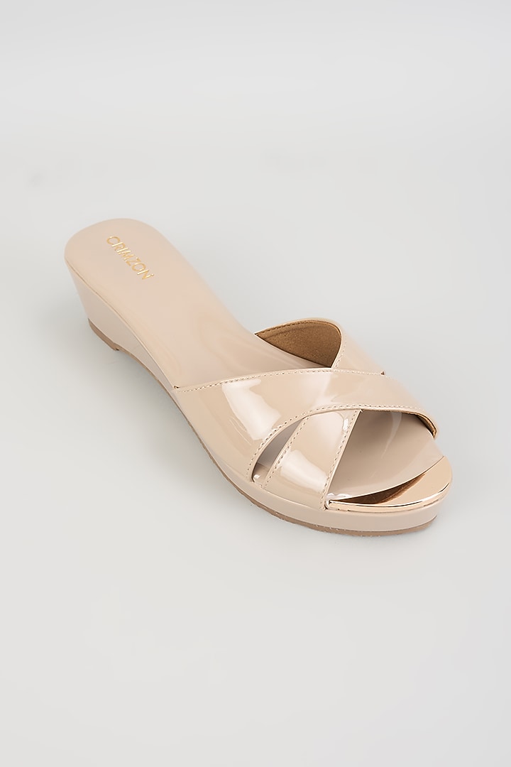 Taupe Faux Leather Heels by Crimzon at Pernia's Pop Up Shop