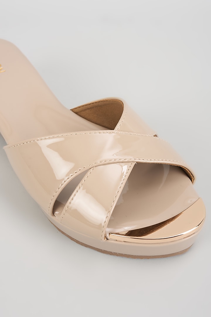 Taupe Faux Leather Heels by Crimzon at Pernia's Pop Up Shop
