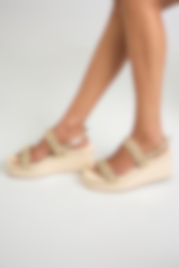 Gold Faux Leather Heels by Crimzon at Pernia's Pop Up Shop
