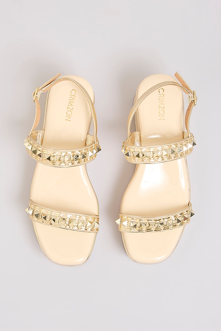 Gold Faux Leather Heels by Crimzon at Pernia's Pop Up Shop
