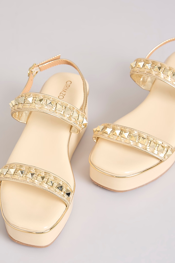 Gold Faux Leather Heels by Crimzon at Pernia's Pop Up Shop