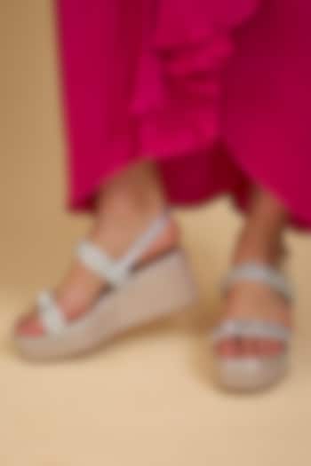 Silver Faux Leather Heels by Crimzon at Pernia's Pop Up Shop