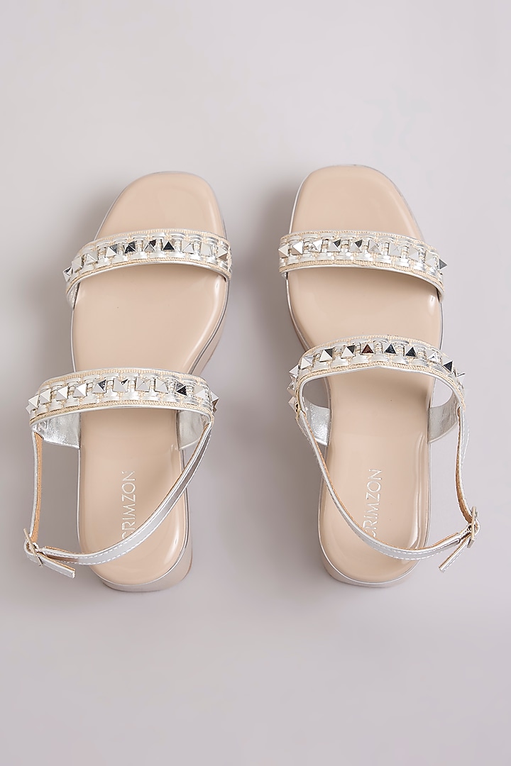 Silver Faux Leather Heels by Crimzon at Pernia's Pop Up Shop